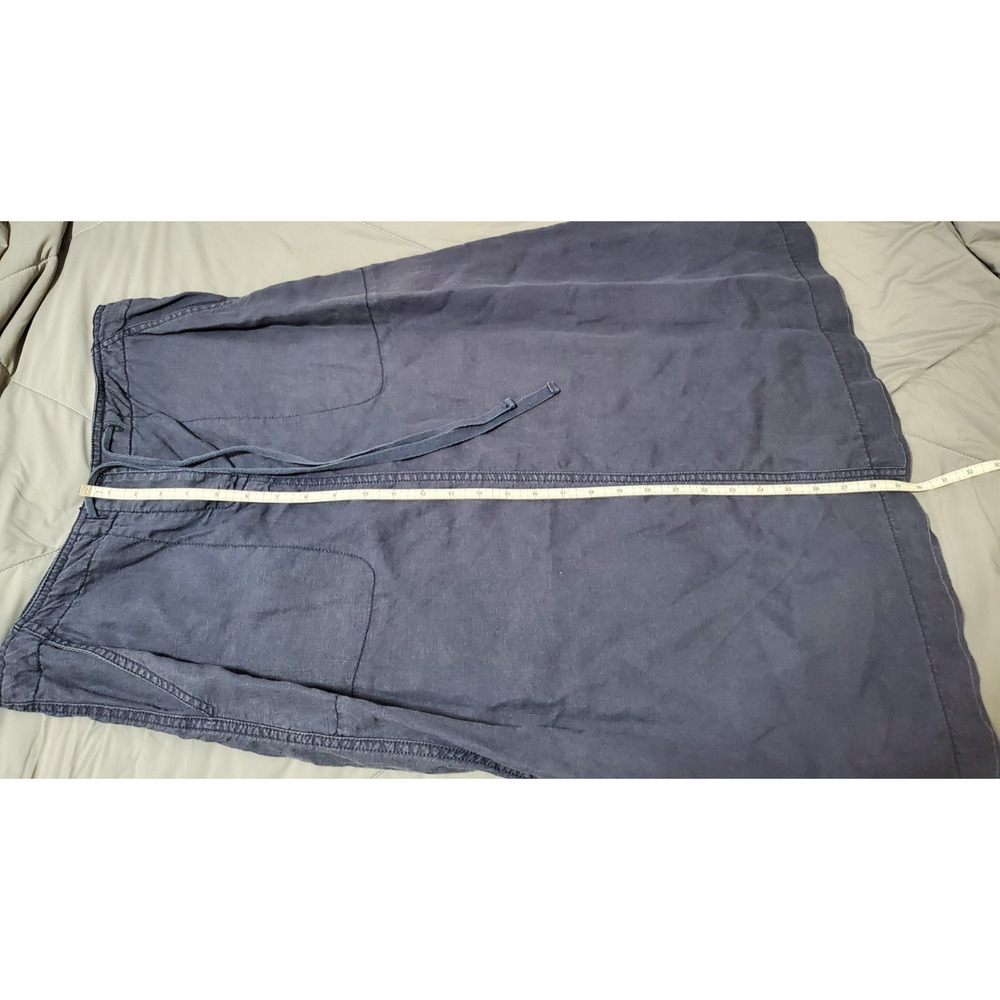 L.L. Bean Women’s Linen Skirt Size 12 Navy Blue Drawstring Pockets - Picture 6 of 12